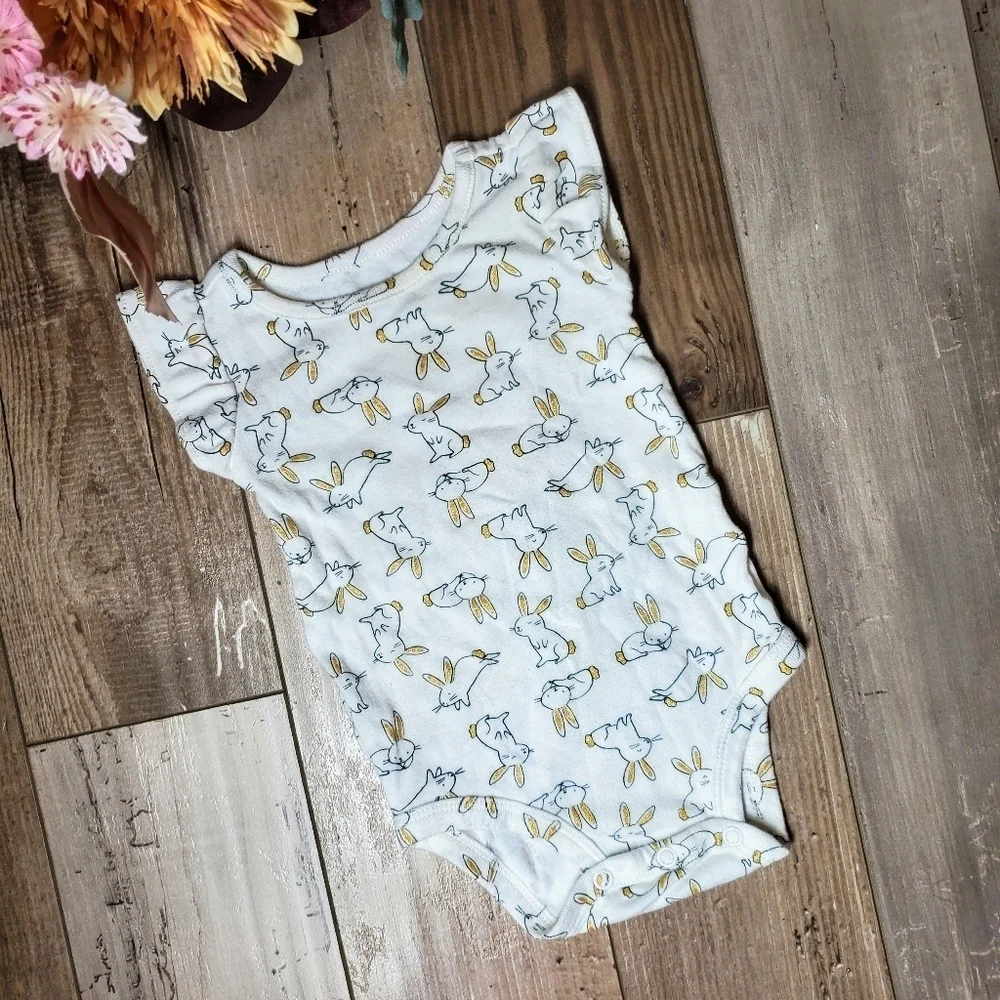 Carter's Baby Girl Infants Size 6m Bunny Rabbit Bodysuit Easter Spring Cotton